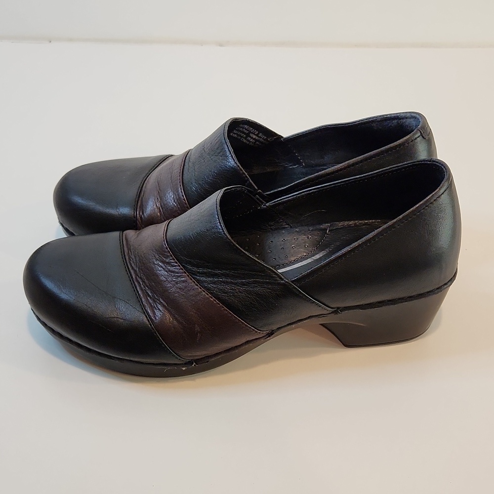 Dansko Tenley Black Brown Leather Comfort Slip On Clogs Womens EU 42 US 11.5 EUC - Picture 3 of 14